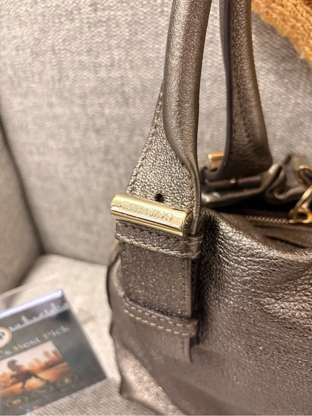 Jimmy Choo Ramona shoulder bag - Metallic Bronze Leather